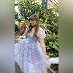 NWT Ava Gowns Daisy glitter tulle prom lavender haze corset graduation dress 16